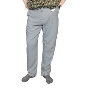 NEW Bonmarche Size 16 Plus Linen Blend Elastic Pants Straight Tapered Light Blue